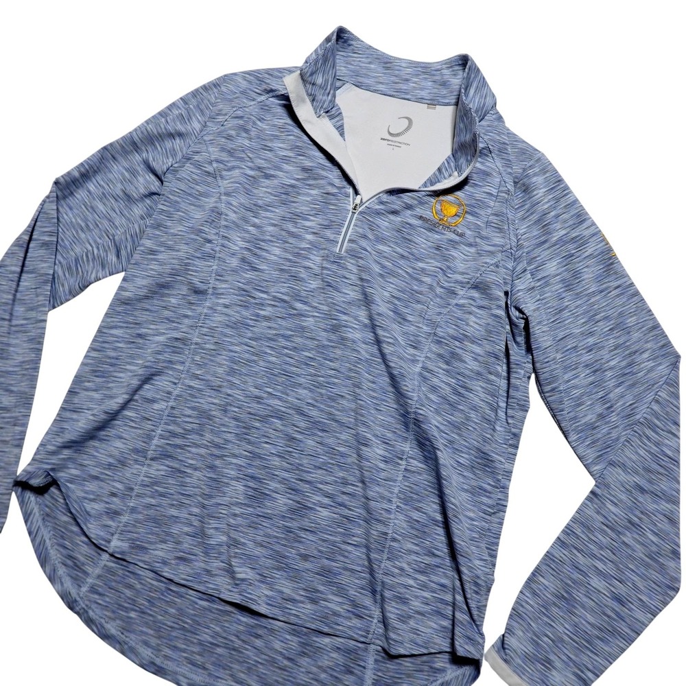 Presidents Cup 1/4 Zip Pullover Jacket Womens Large Blue Golf Zero Restriction